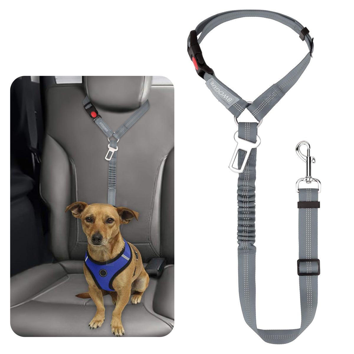 BWOGUE Dog Car Seat Belt with Headrest Safety Restraint