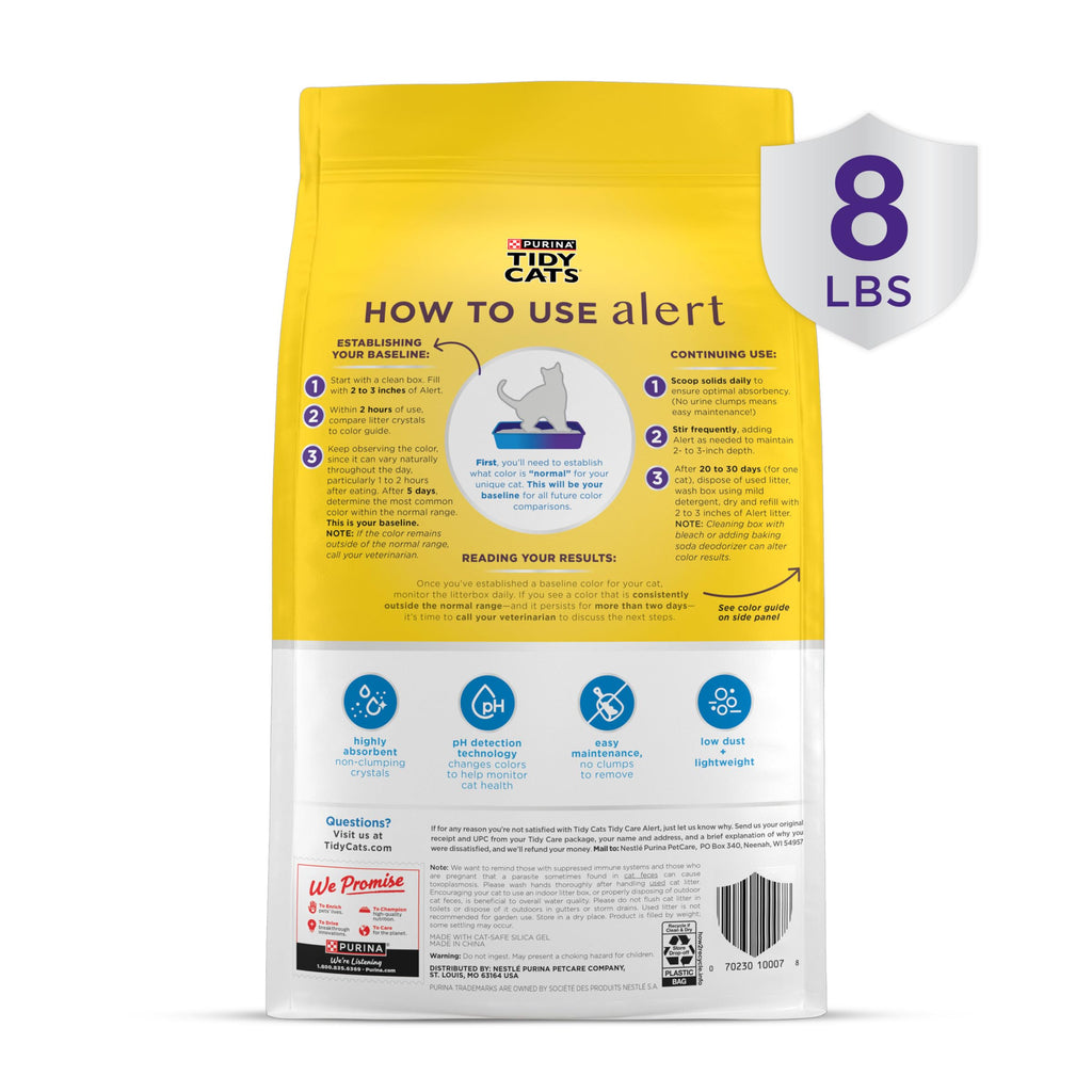 Purina Tidy Cats Tidy Care Alert Cat Health Monitoring Non Clumping Cat Litter with Silica Crystals - 8 Pound (Pack of 1)