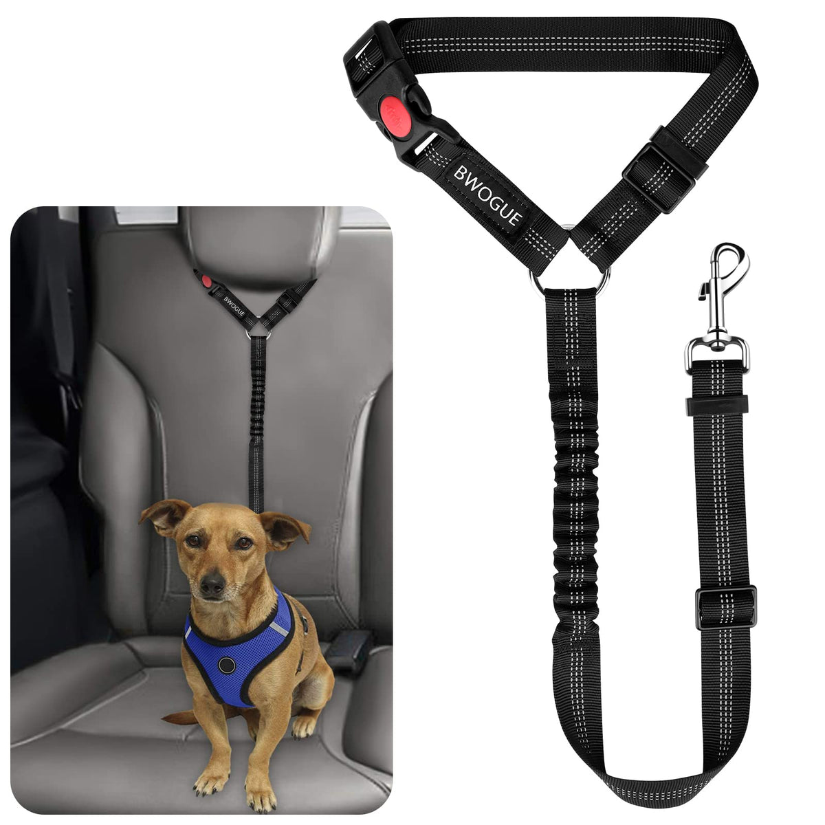 BWOGUE Dog Car Seat Belt with Headrest Safety Restraint