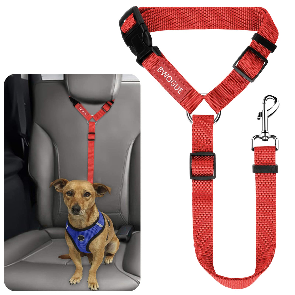 BWOGUE Dog Car Seat Belt with Headrest Safety Restraint