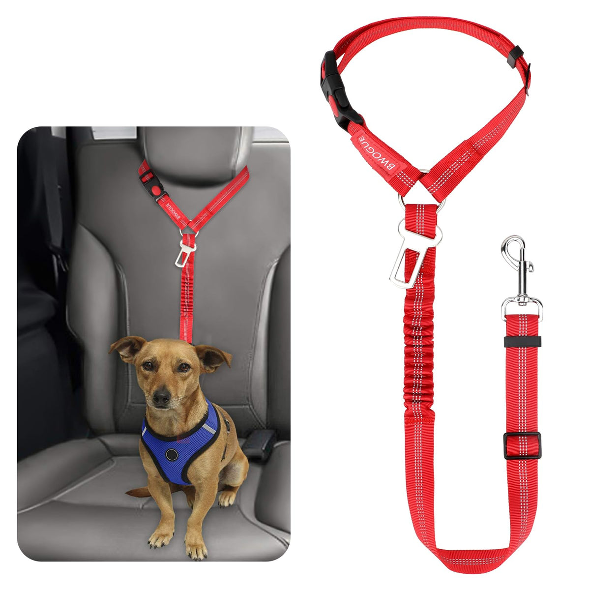 BWOGUE Dog Car Seat Belt with Headrest Safety Restraint