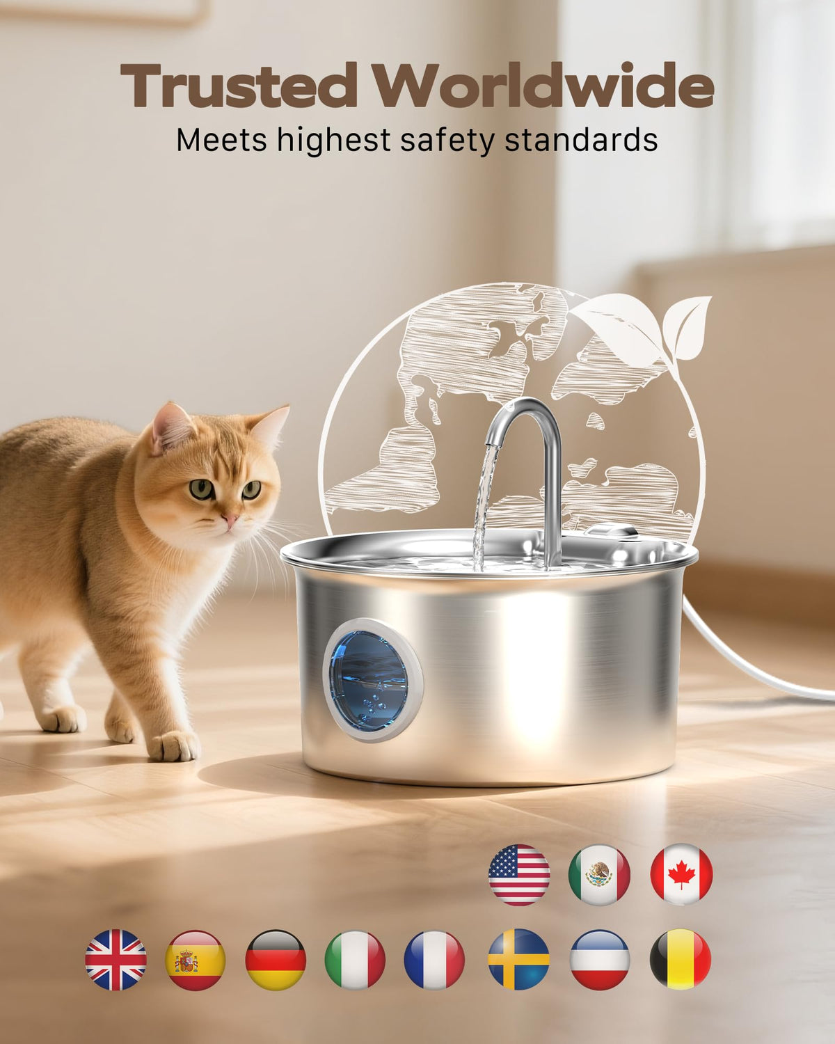 ATMZIQXR Stainless Steel Cat Water Fountain