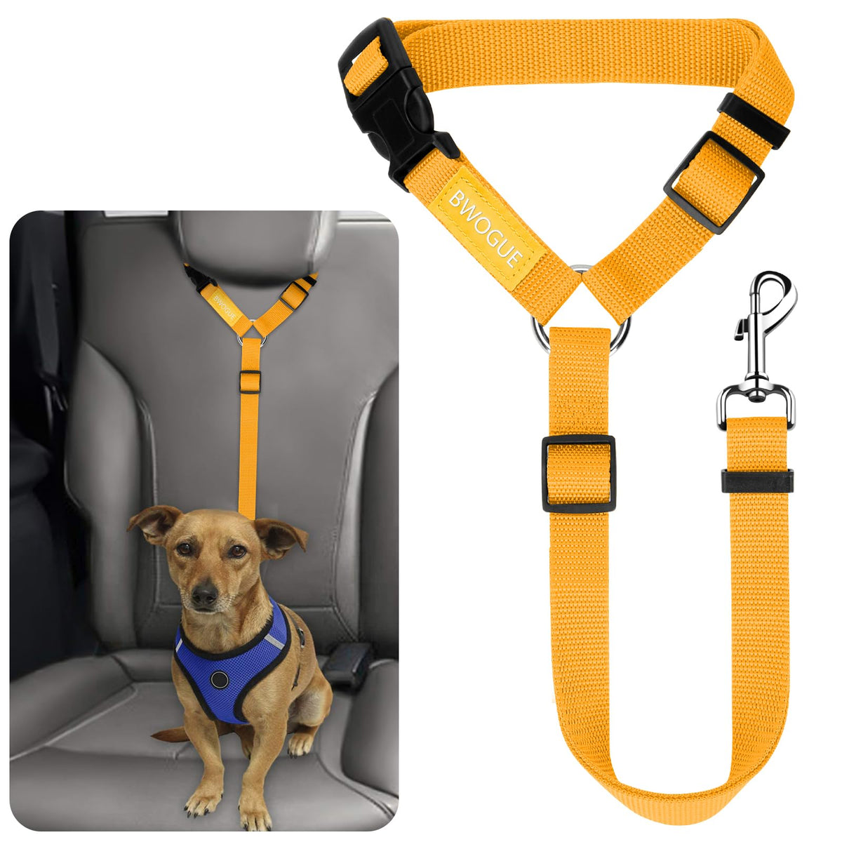 BWOGUE Dog Car Seat Belt with Headrest Safety Restraint