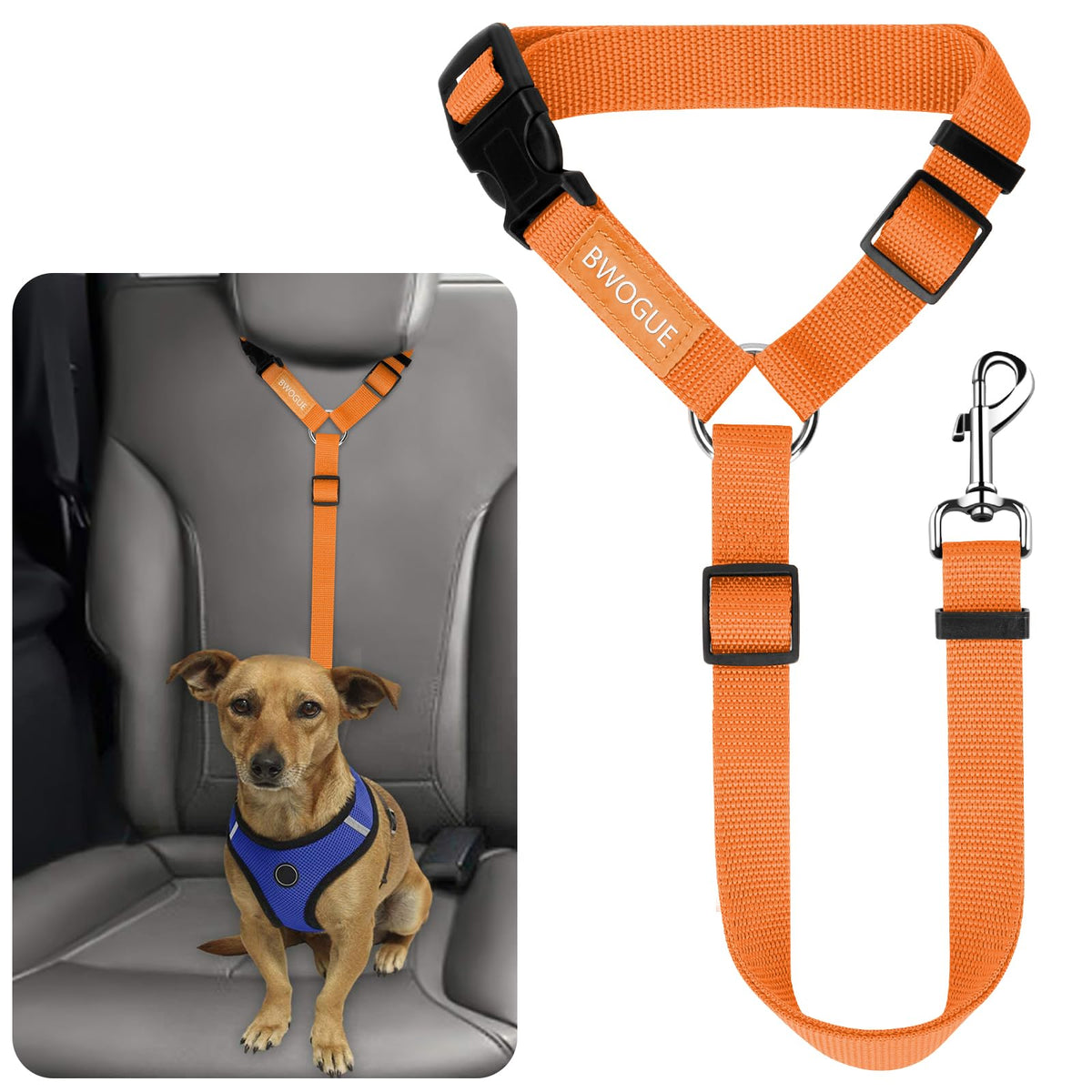 BWOGUE Dog Car Seat Belt with Headrest Safety Restraint