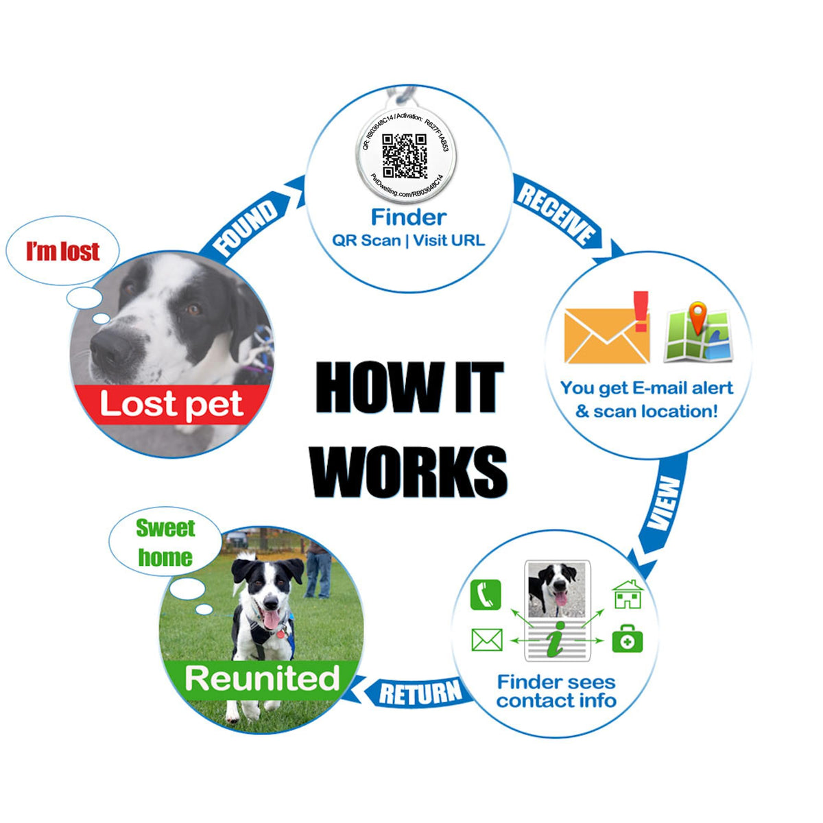 Pet Dwelling Easy Scan QR Code Pet ID Tag for Dogs & Cats
