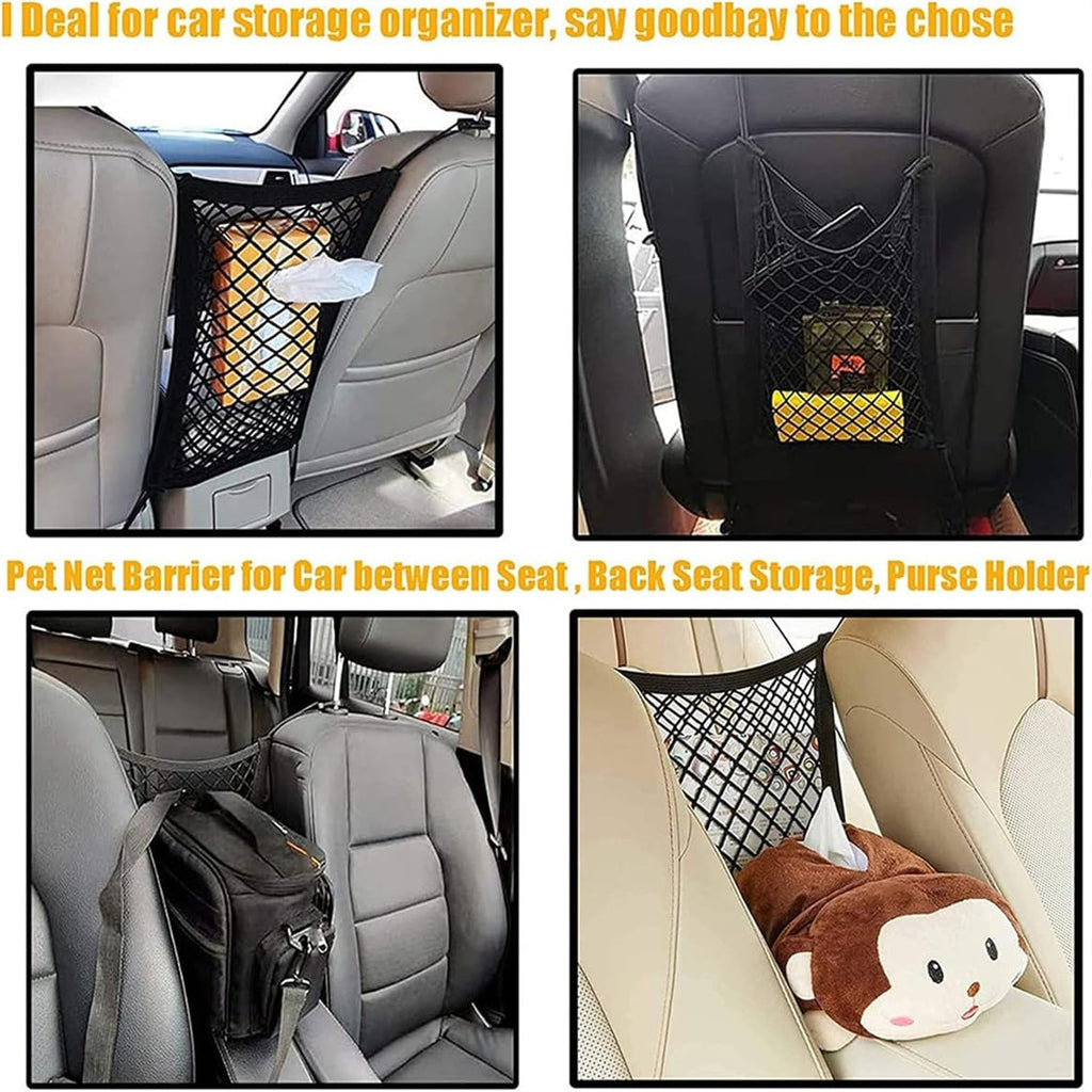 DYKESON Dog Car Barrier with Mesh Storage Organizer