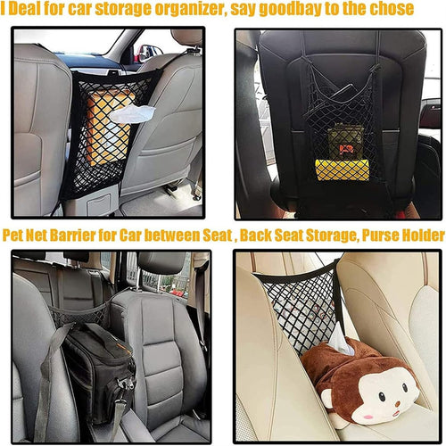 DYKESON Dog Car Barrier with Mesh Storage Organizer