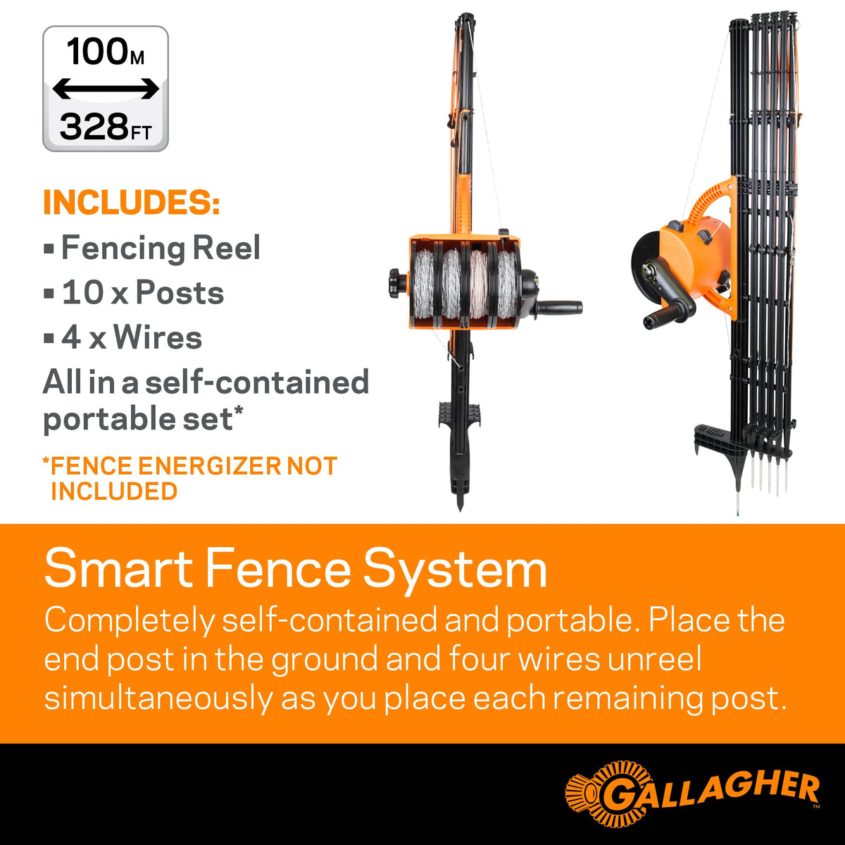 Gallagher Smart Fence 2 Portable Electric Fence for Livestock