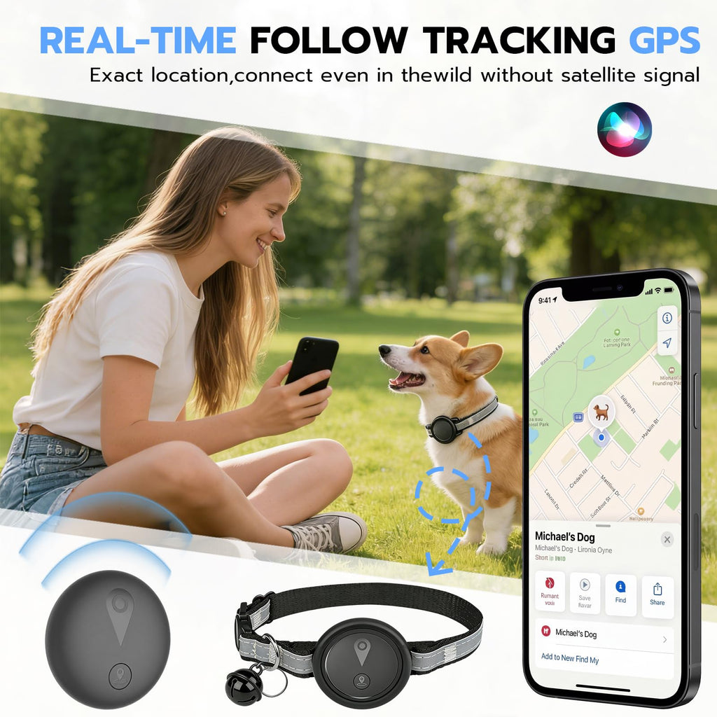 GPS Pet Tracker for Dogs & Cats, Smart Collar with Real-Time Location
