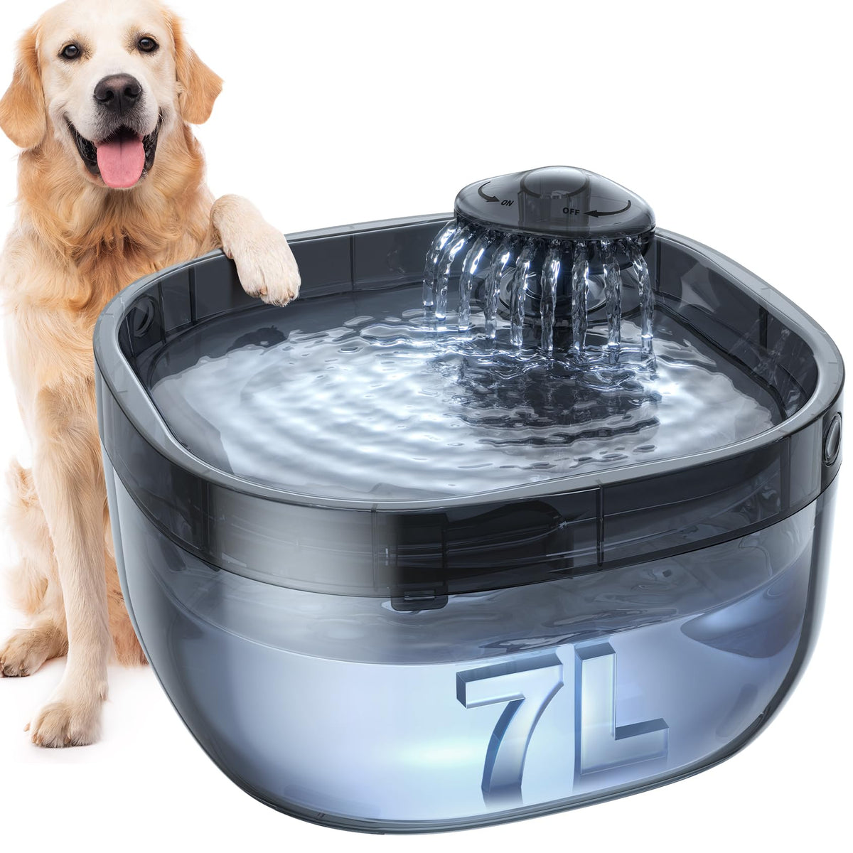 7L/1.8Gal Dog Water Fountain for Large Dog