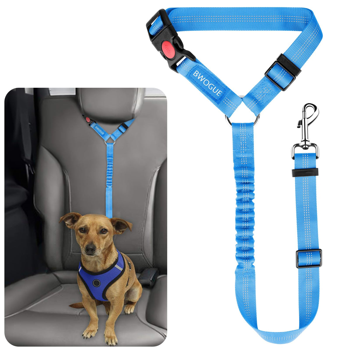 BWOGUE Dog Car Seat Belt with Headrest Safety Restraint