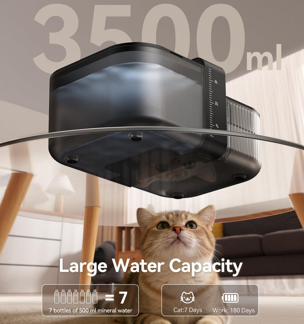 FEELNEEDY Wireless No Filters Cat Water Fountain, Wastewater Separation