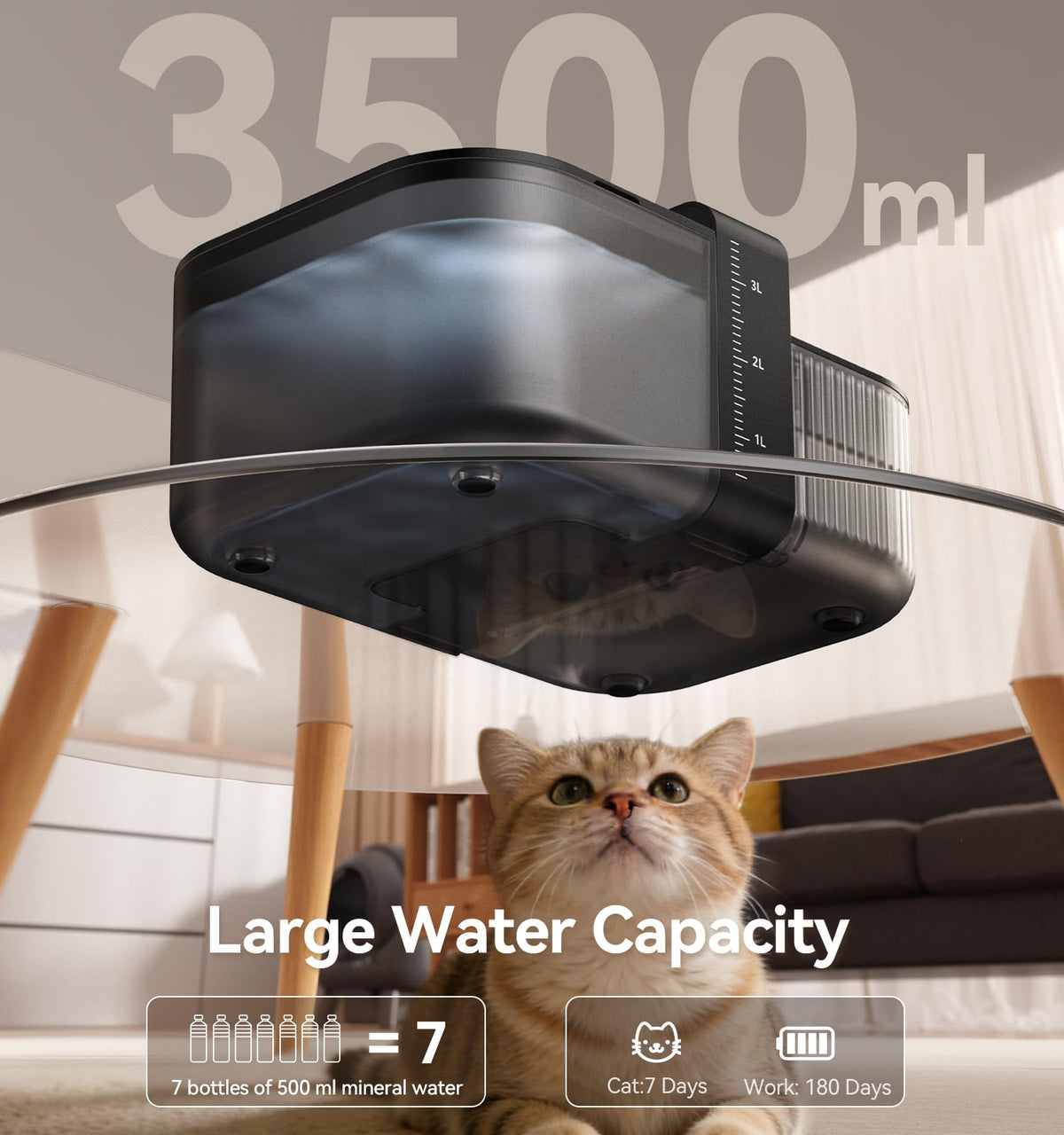 FEELNEEDY Wireless No Filters Cat Water Fountain, Wastewater Separation