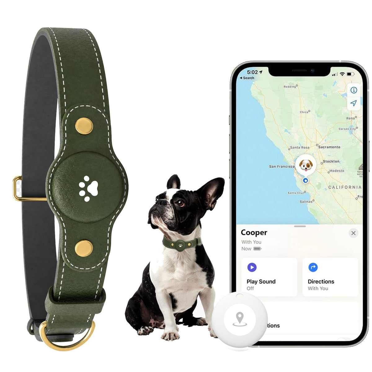 GPS Tracker for Dogs – Smart Dog Collar & Pet Tracker with Real-Time Location, No Monthly Fee, Unlimited Range (iOS & Android) – Fits Small to Large Dogs(Locator Included)