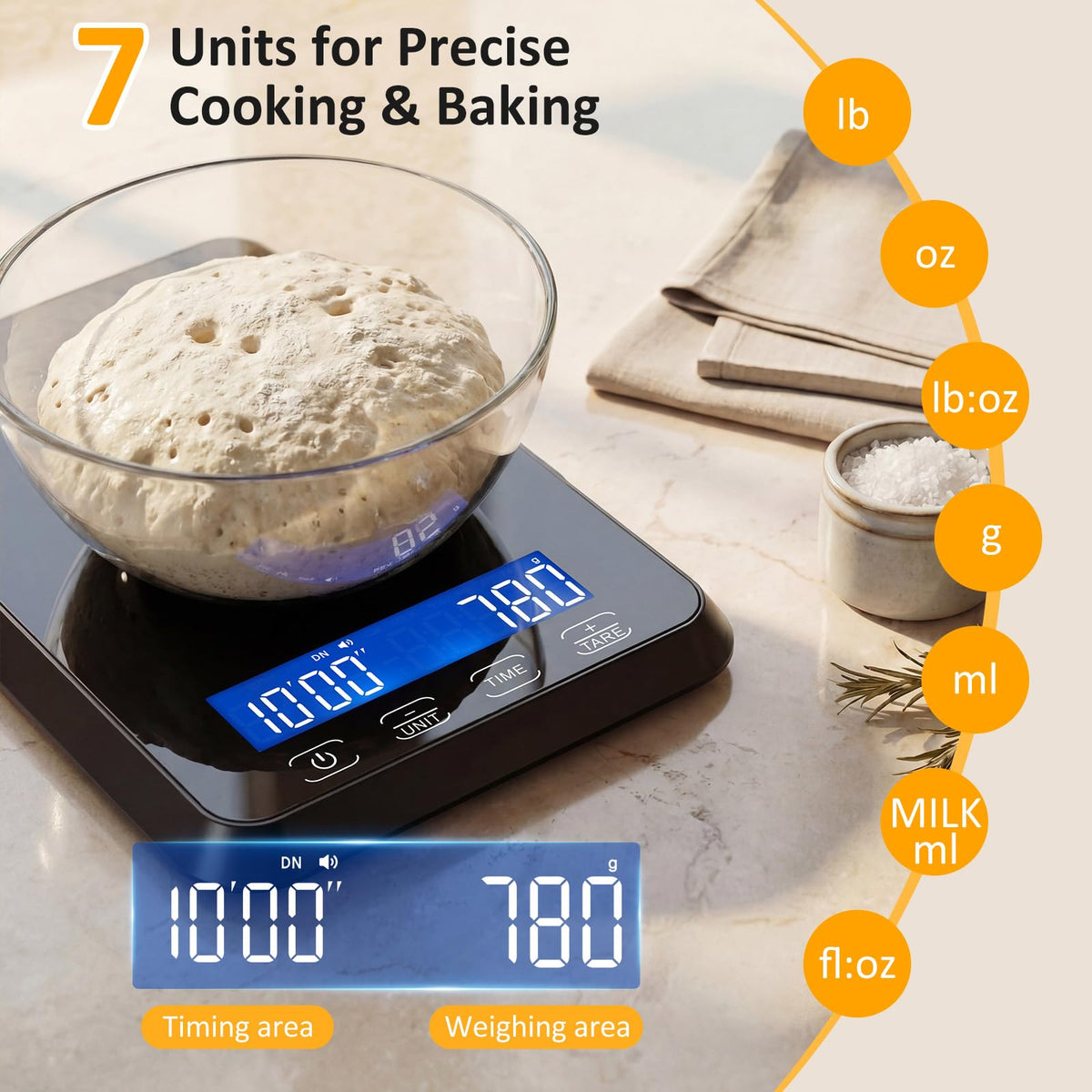 Kitchen Scale, 33 lb Food Scale for Baking & Cooking