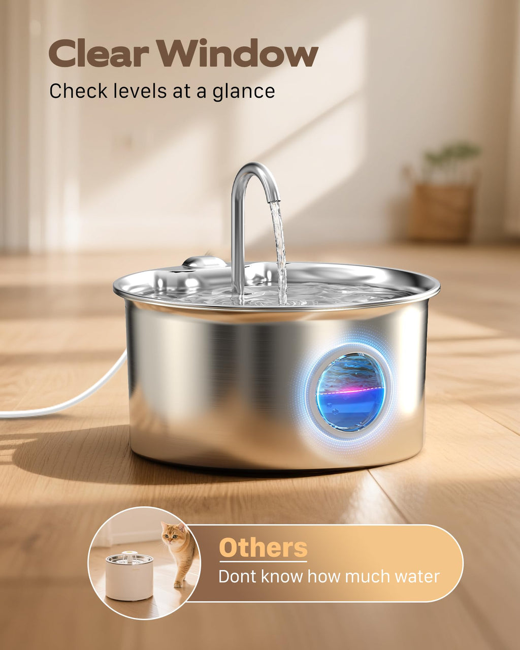 ATMZIQXR Stainless Steel Cat Water Fountain