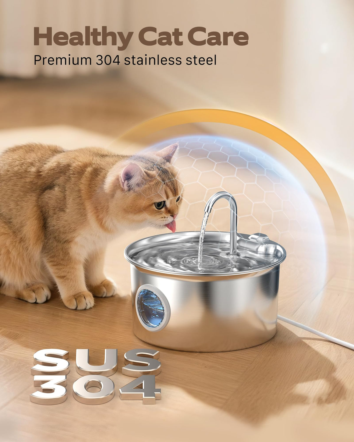 ATMZIQXR Stainless Steel Cat Water Fountain