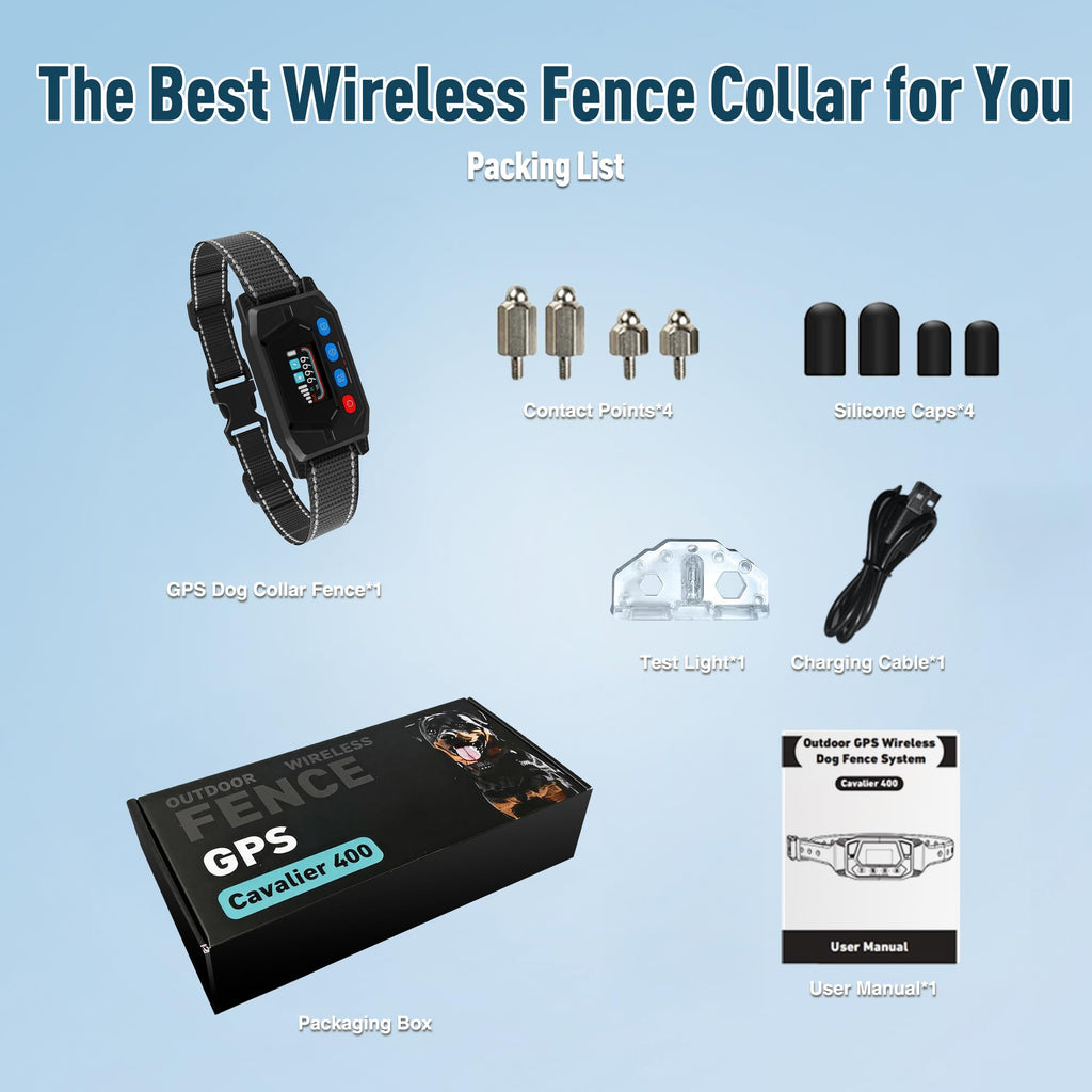 PUPKIDS GPS Wireless Dog Collar Fence - Adjustable Training Collar Warning Strength Radius Up to 33-9999 Yards