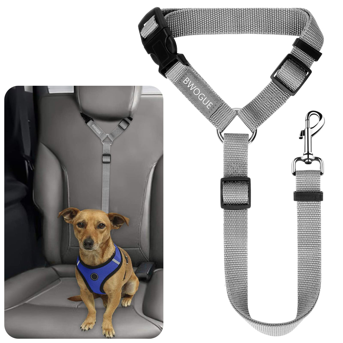 BWOGUE Dog Car Seat Belt with Headrest Safety Restraint