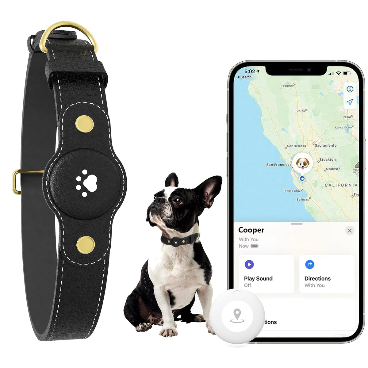 GPS Tracker for Dogs – Smart Dog Collar & Pet Tracker with Real-Time Location, No Monthly Fee, Unlimited Range (iOS & Android) – Fits Small to Large Dogs(Locator Included)