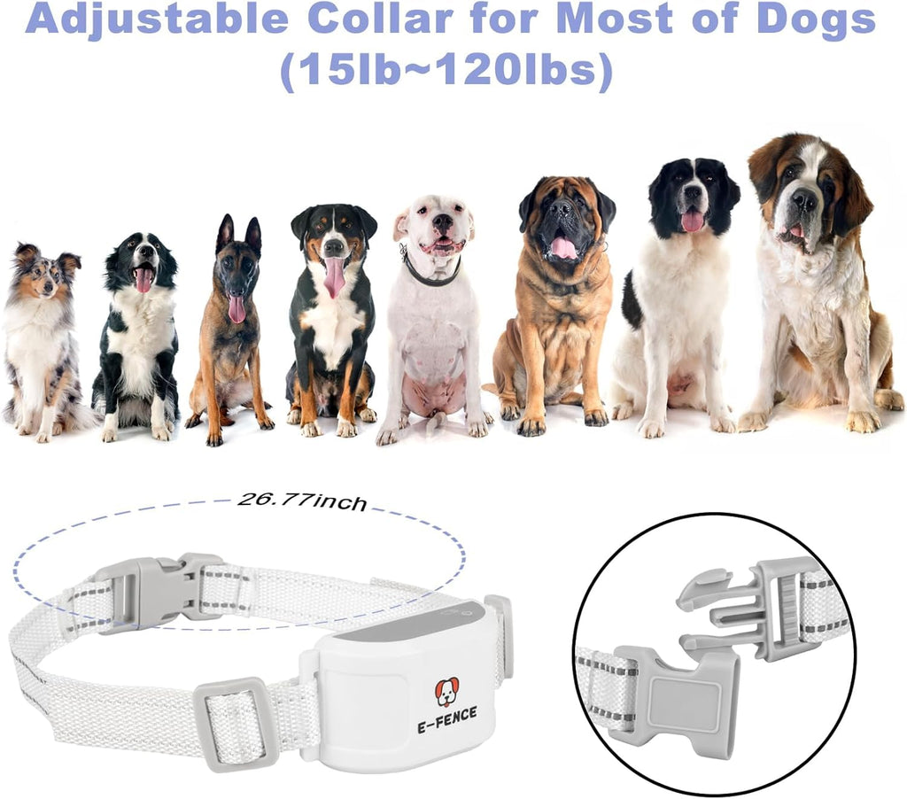Wireless GPS Dog Collar Fence –Electric Containment System, No Monthly Fee, Adjustable Beep, Vibration & Static. 48H Waterproof Rechargeable Collar for Backyard Escape Prevention & Camping