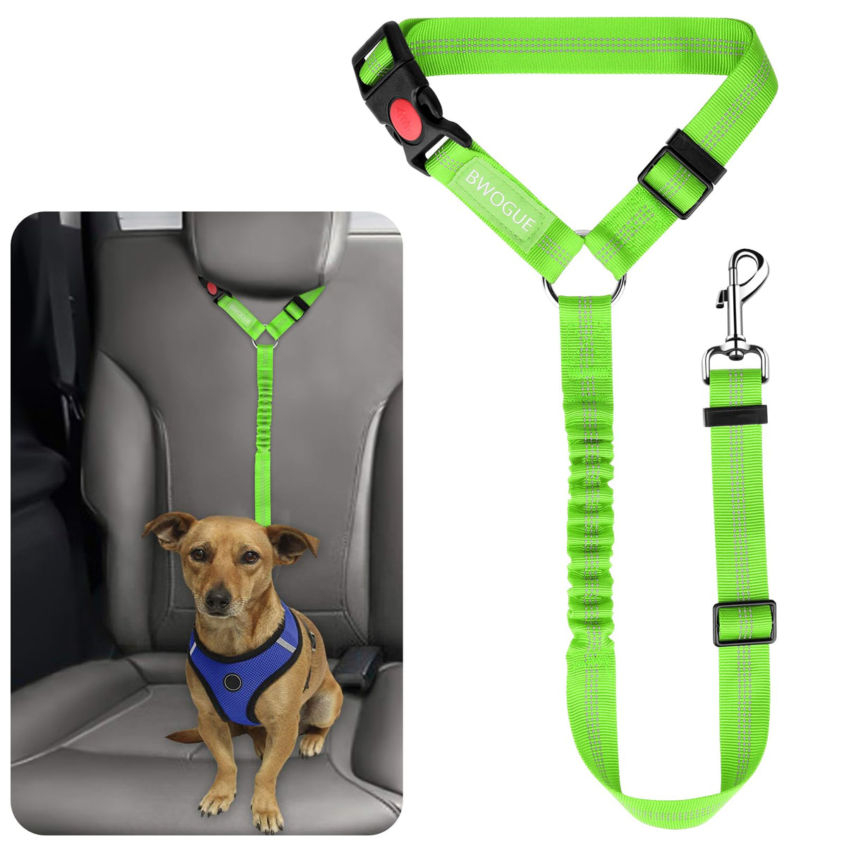 BWOGUE Dog Car Seat Belt with Headrest Safety Restraint