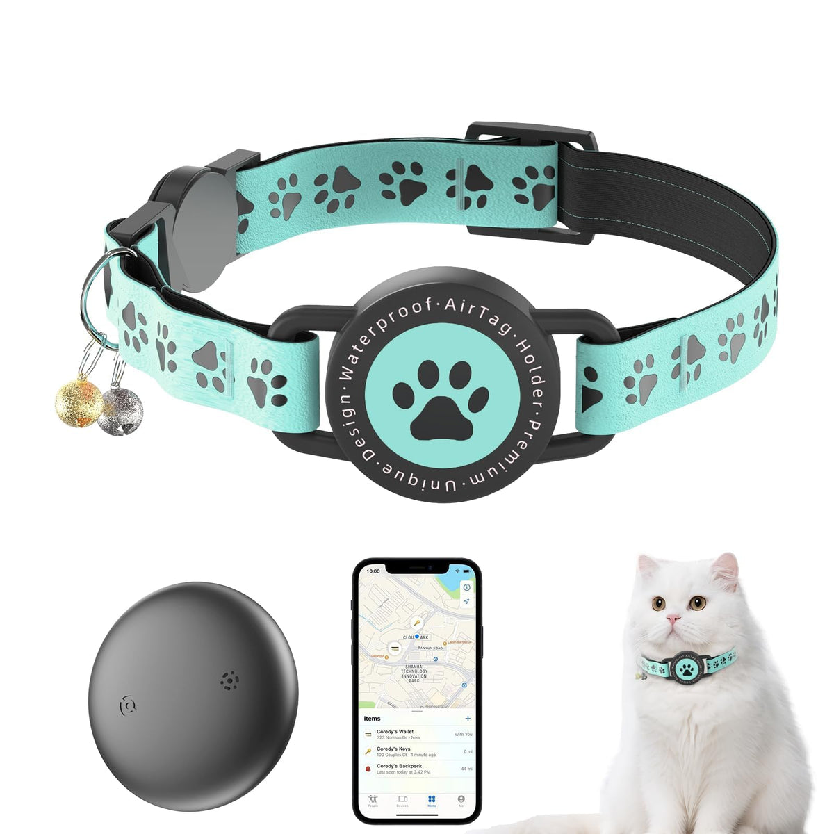 GPS Cat Tracker Collar (iOS & Android), No Monthly Fee GPS