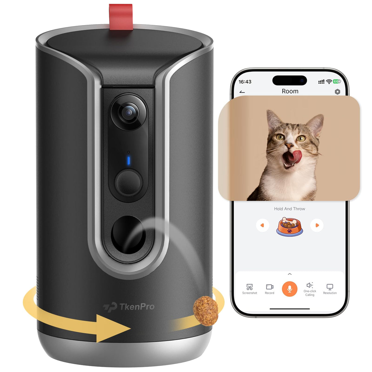 TKENPRO Indoor Pet Camera with Remote Treat Dispenser