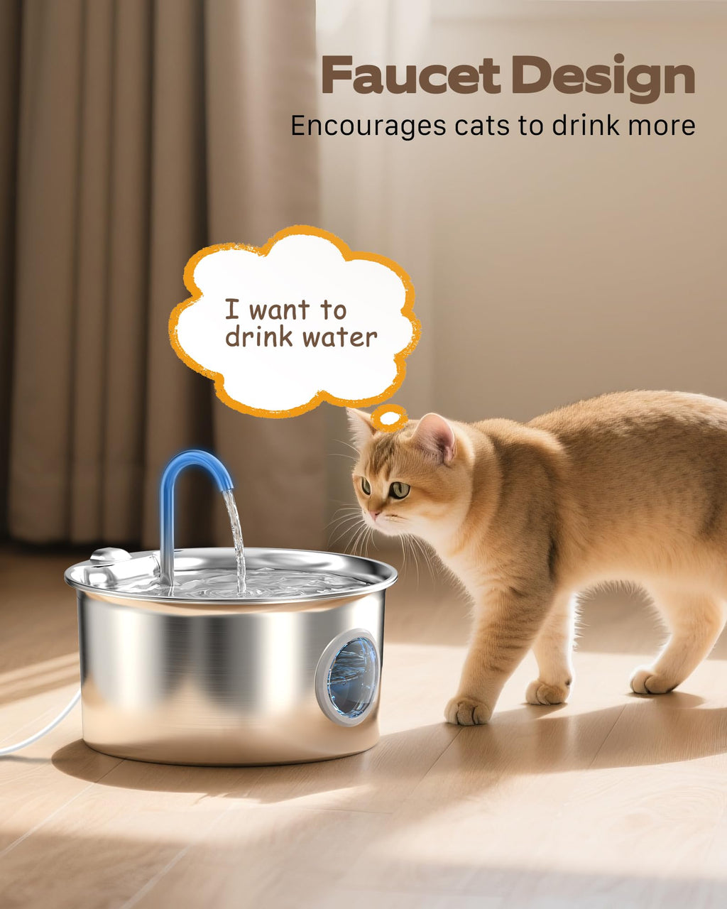 ATMZIQXR Stainless Steel Cat Water Fountain