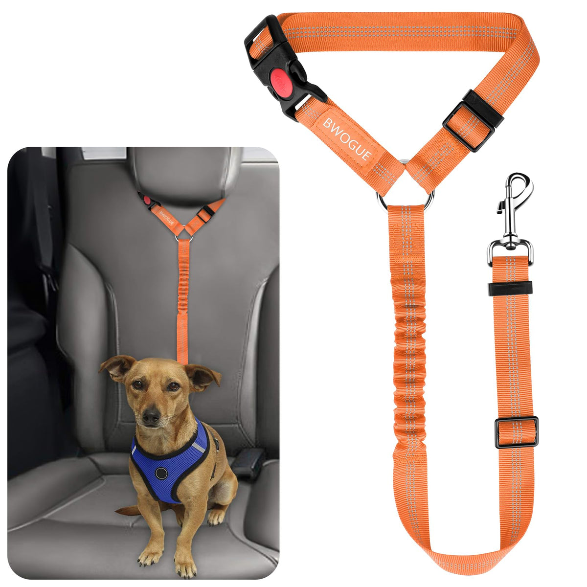 BWOGUE Dog Car Seat Belt with Headrest Safety Restraint