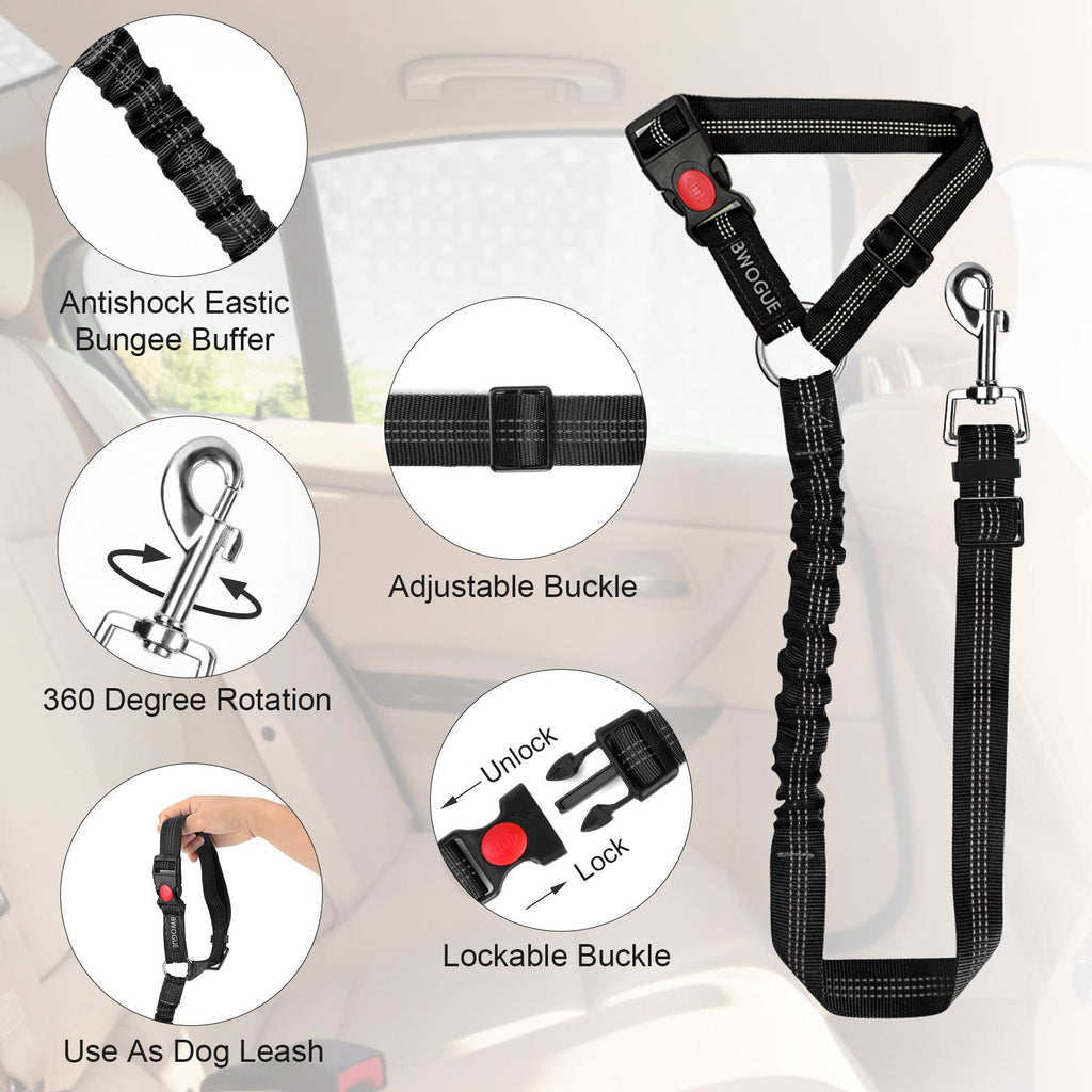 BWOGUE Dog Car Seat Belt with Headrest Safety Restraint