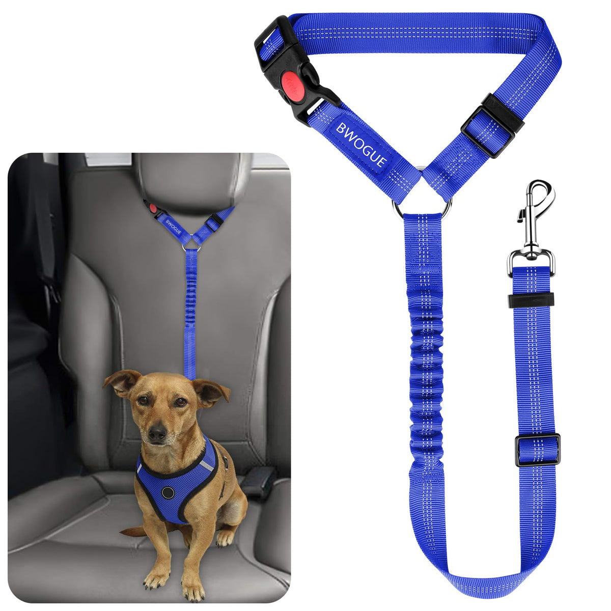 BWOGUE Dog Car Seat Belt with Headrest Safety Restraint