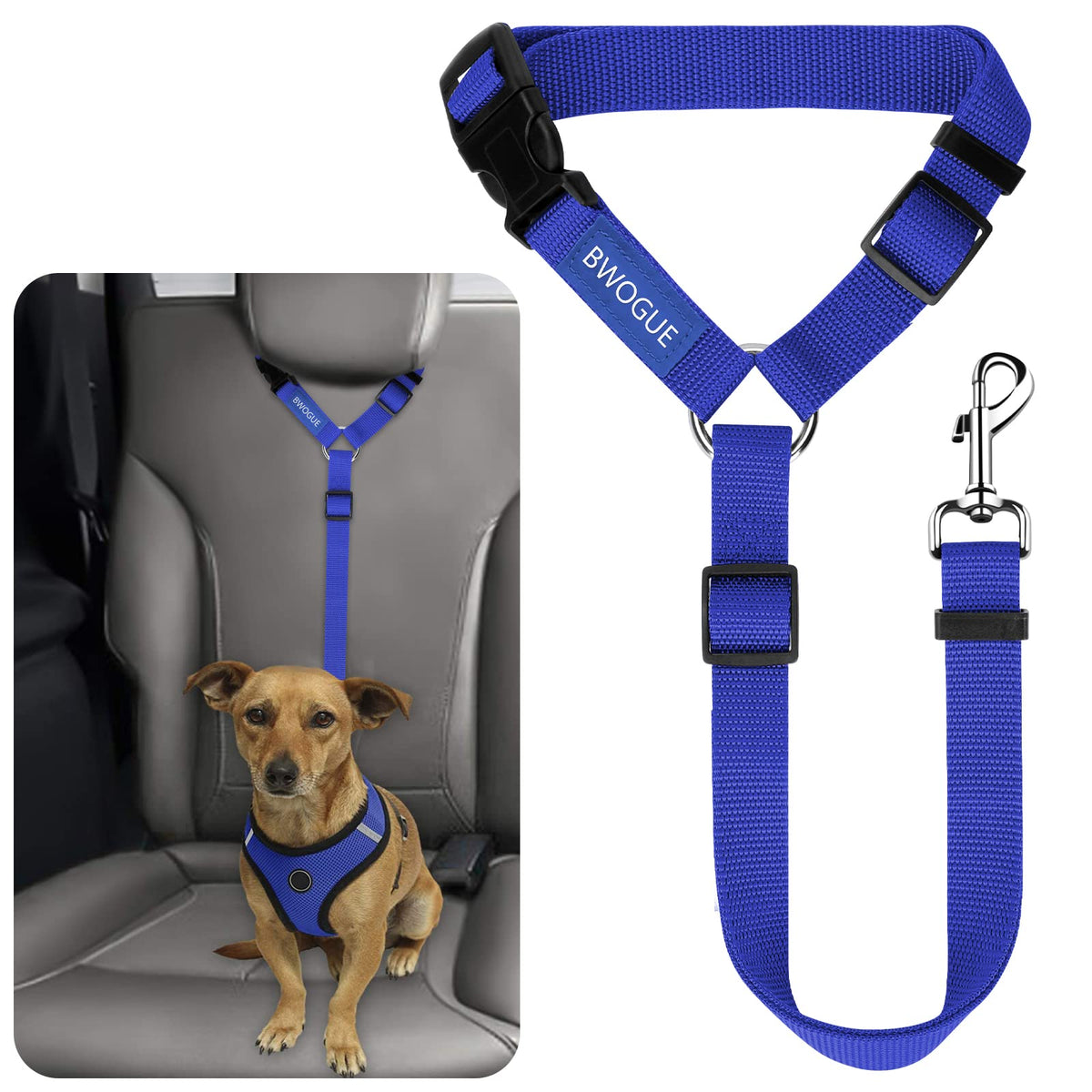 BWOGUE Dog Car Seat Belt with Headrest Safety Restraint