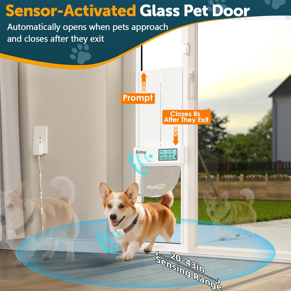 AIDAY Automatic Glass Dog Door