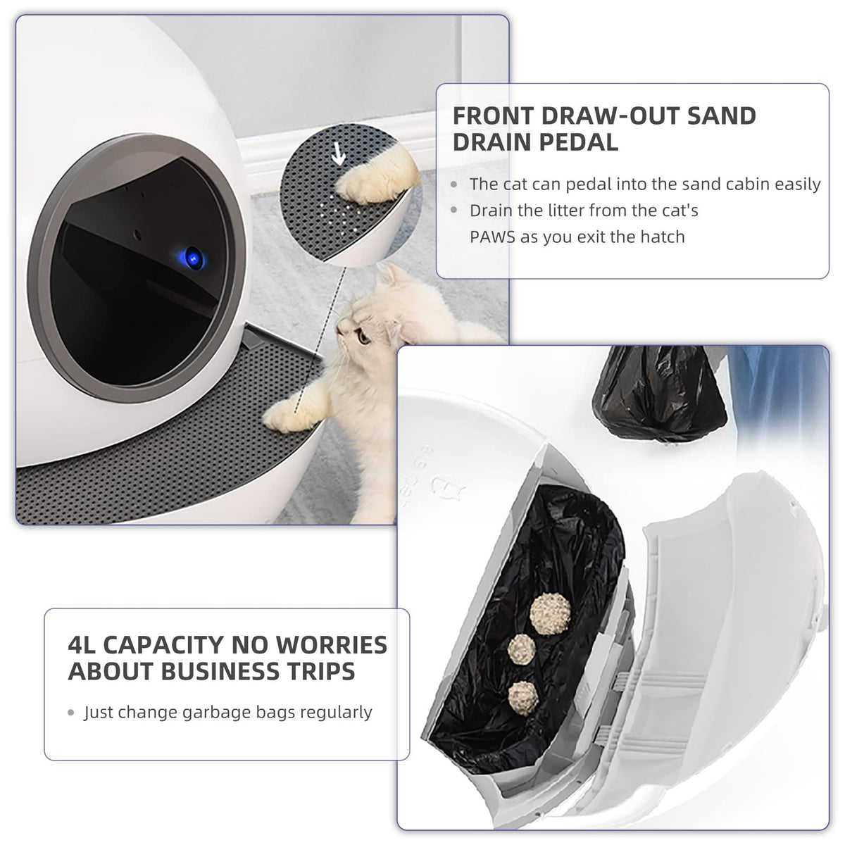 WiFi Automatic Smart Litter Box Large Cats Toilet Drawer Type Fully Closed Remote Control Anti Splash Self Cleaning (Standard Edition)