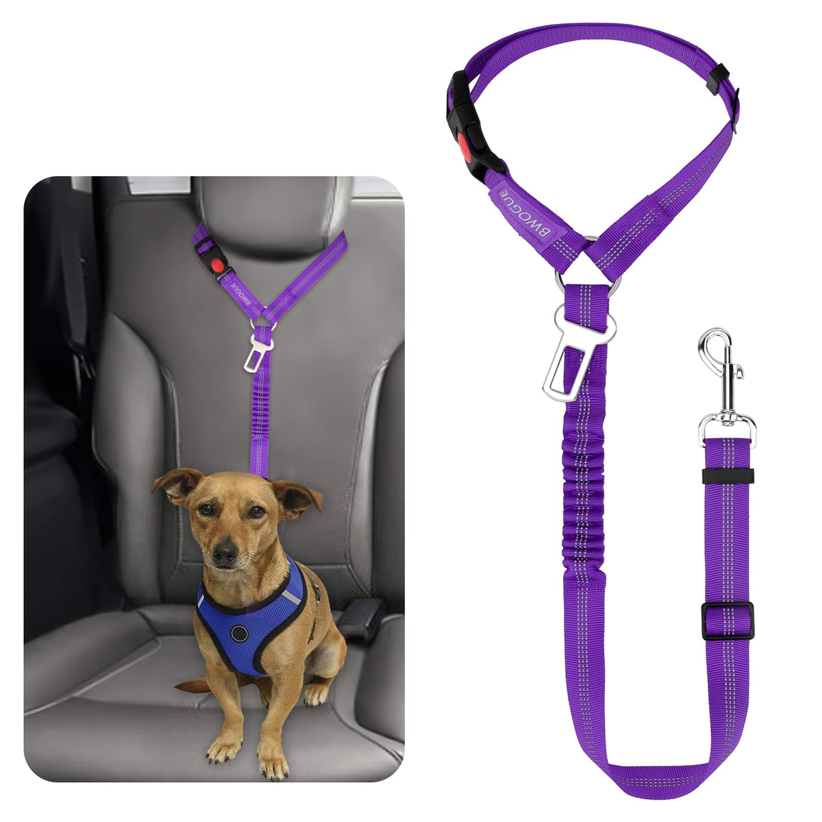 BWOGUE Dog Car Seat Belt with Headrest Safety Restraint
