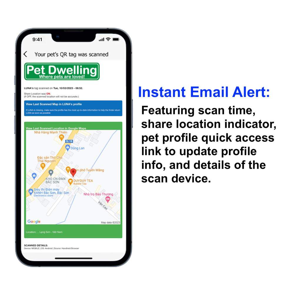 Pet Dwelling Easy Scan QR Code Pet ID Tag for Dogs & Cats