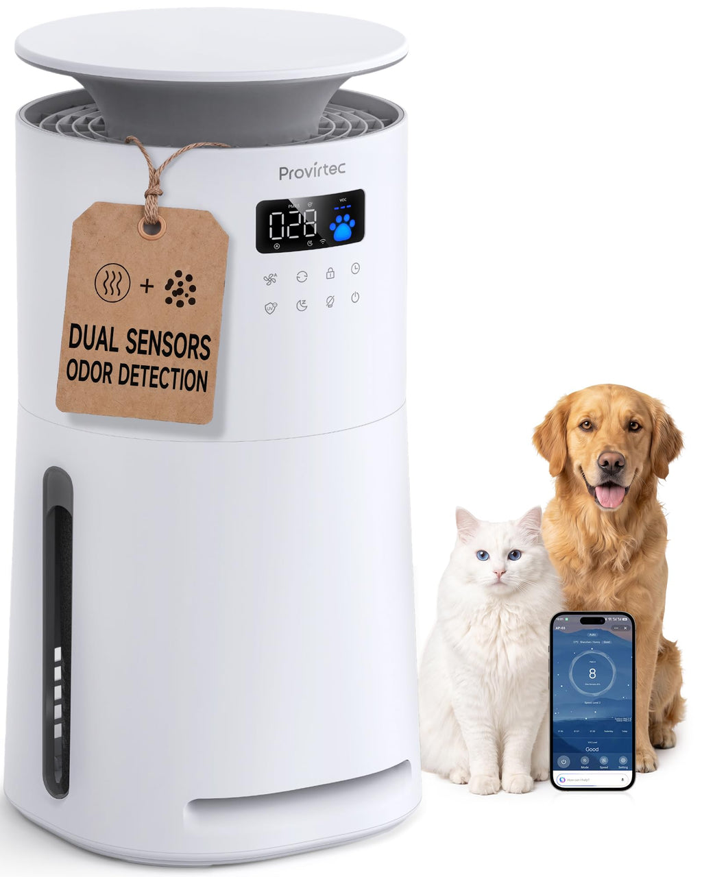 Provirtec Pet Air Purifier with Odor & PM2.5 Sensors
