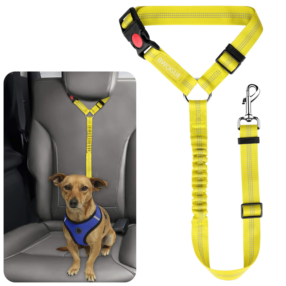 BWOGUE Dog Car Seat Belt with Headrest Safety Restraint