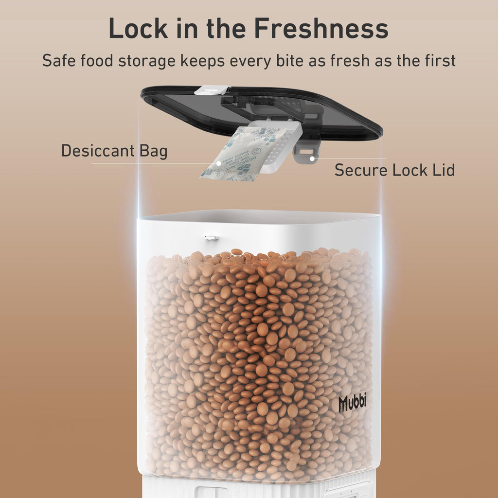 Automatic Cat Feeder, 7L/29 Cups Automatic Dog Feeder with Desiccant Bag, 1-6 Meals Ideal for 2-15mm Dry Food, Suitble for Multiple Pets, Dual Power Supply, Detachable Washable