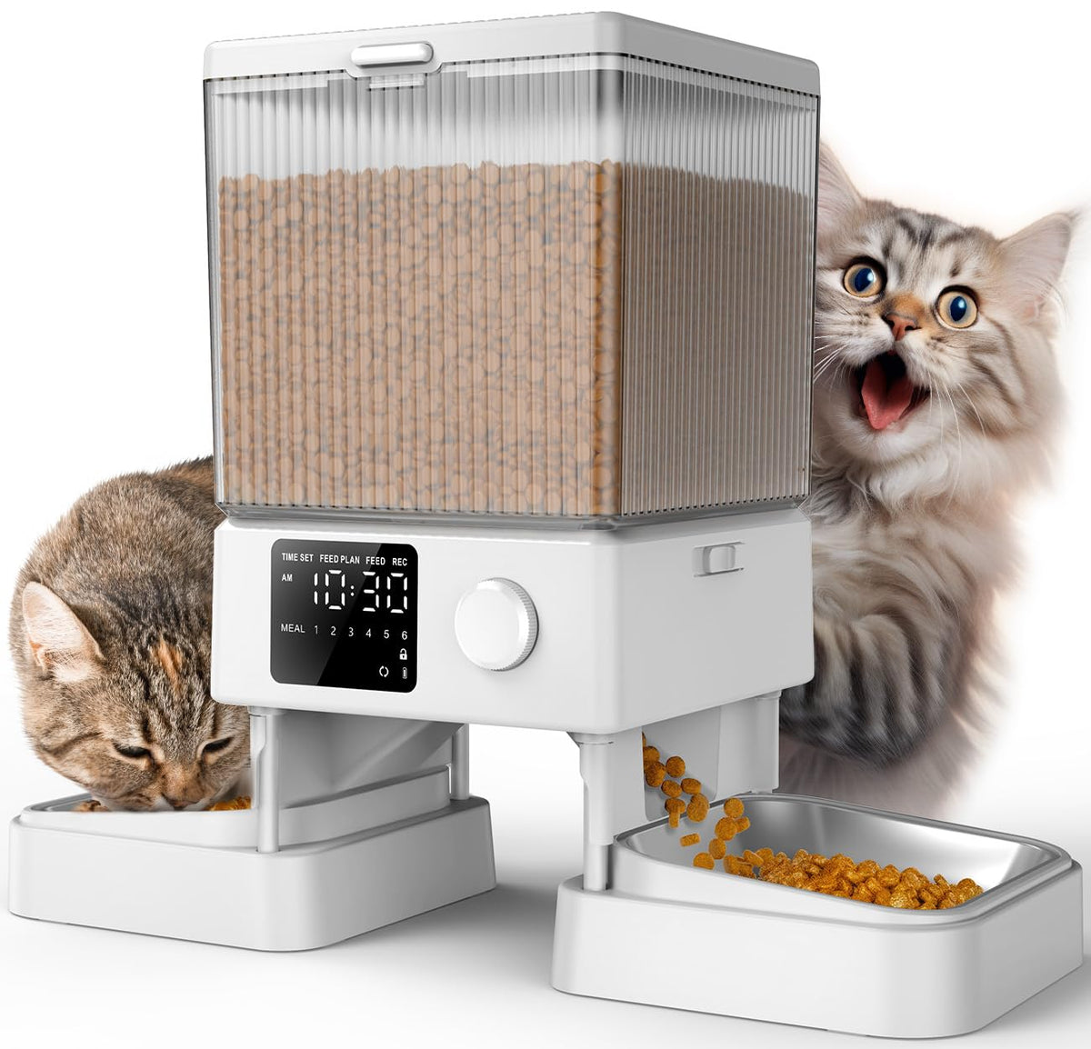 oneisall Automatic Cat Feeder for 2 Cats, Automatic Cat Food Dispenser for 2 Cats Small Pets, 20 Cups/5L