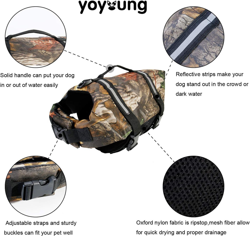 Camouflage Dog Life Jacket with Adjustable Safety Buckles