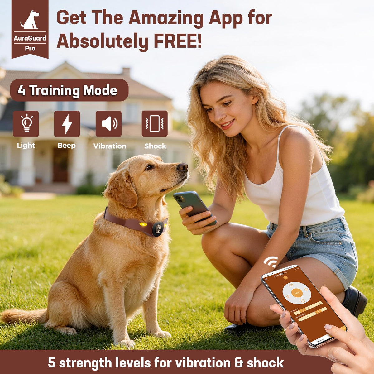 GPS Wireless Dog Fence Collar with Free App, Smart Portable Electric Dog Fence, 64-3280ft Adjustable Boundary, Rechargeable IP7 Waterproof, for Small Medium Large Dogs Outdoor Use