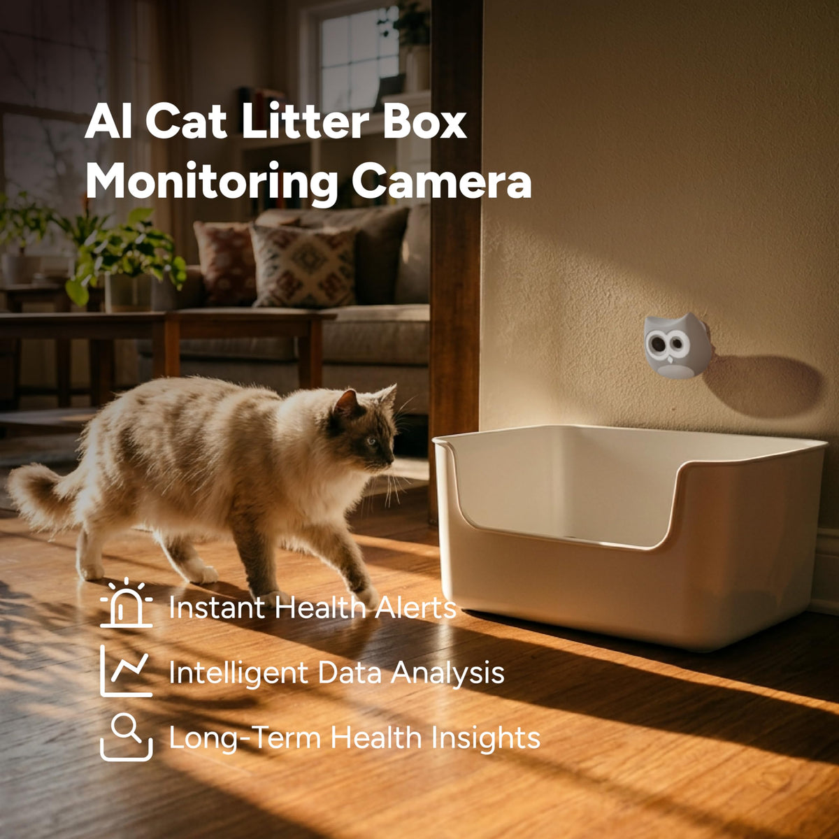 SiiPet LitterLens Cat Litter Box Camera with App, AI Health Monitoring & Alerts, Track Urination & Stool, Multi-Cat Recognition, Works with Every Litter Box, Pet Health Monitor