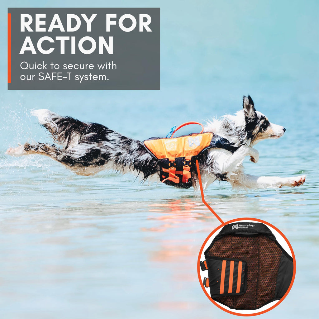 Non-stop Dogwear Protector Life Jacket, Black/Orange