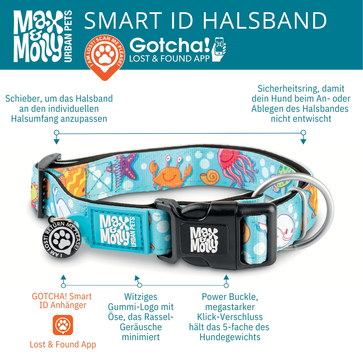 Max & Molly Matrix Smart ID Reflective Dog Collar