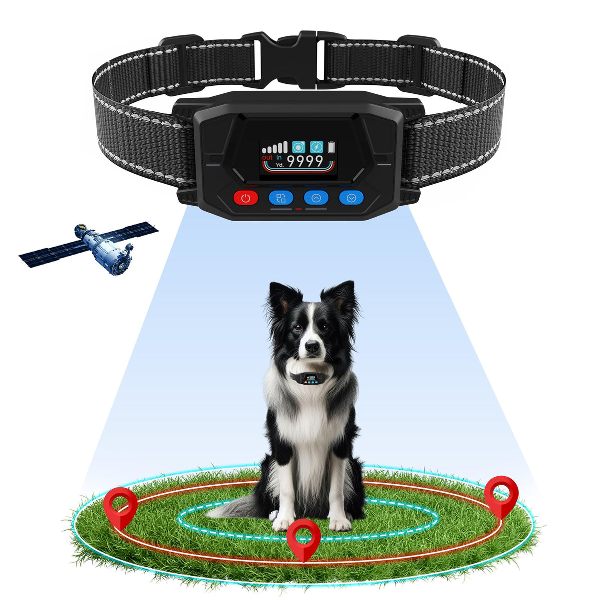 PUPKIDS GPS Wireless Dog Collar Fence - Adjustable Training Collar Warning Strength Radius Up to 33-9999 Yards