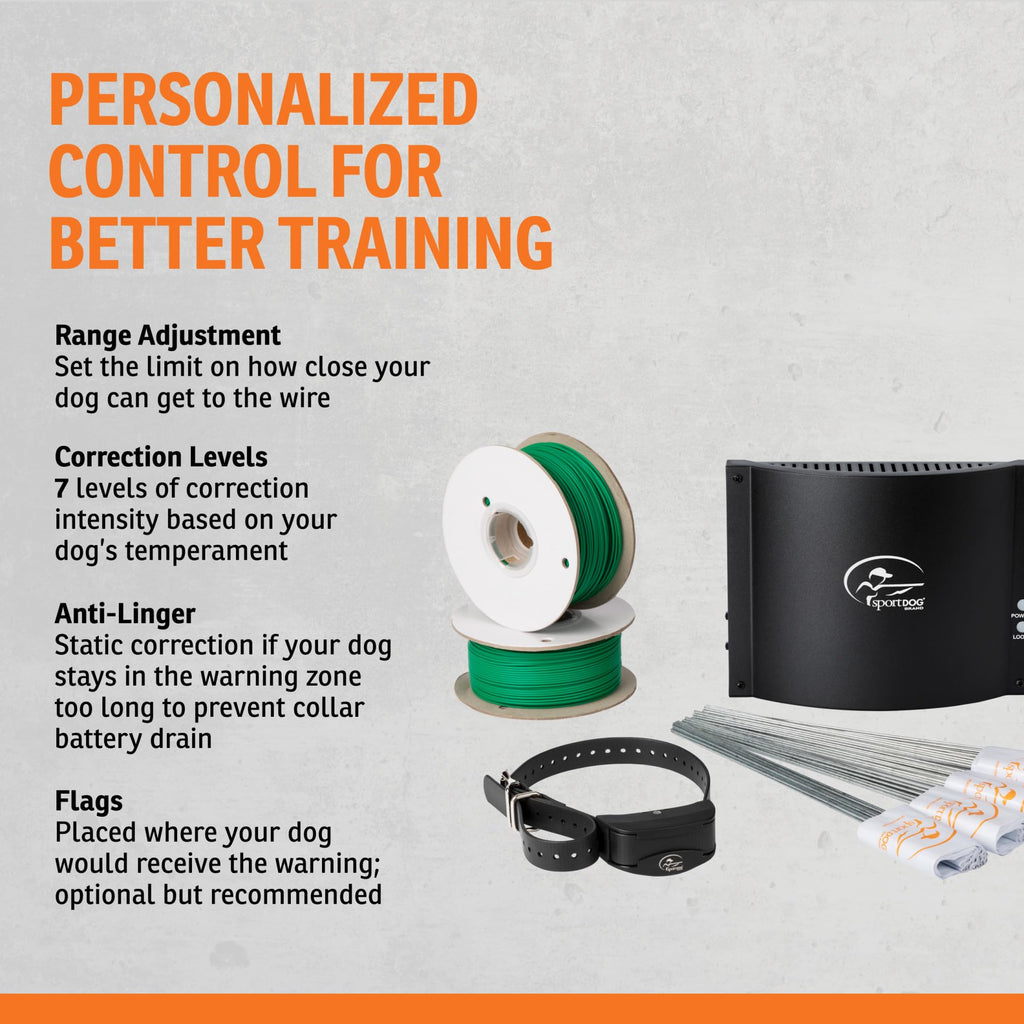 SportDOG Brand Rechargeable In-Ground Fence Systems – from the Parent Company of INVISIBLE FENCE Brand - Underground Wire Electric Fence - Tone, Vibration, & Static - 100 Acre Capability