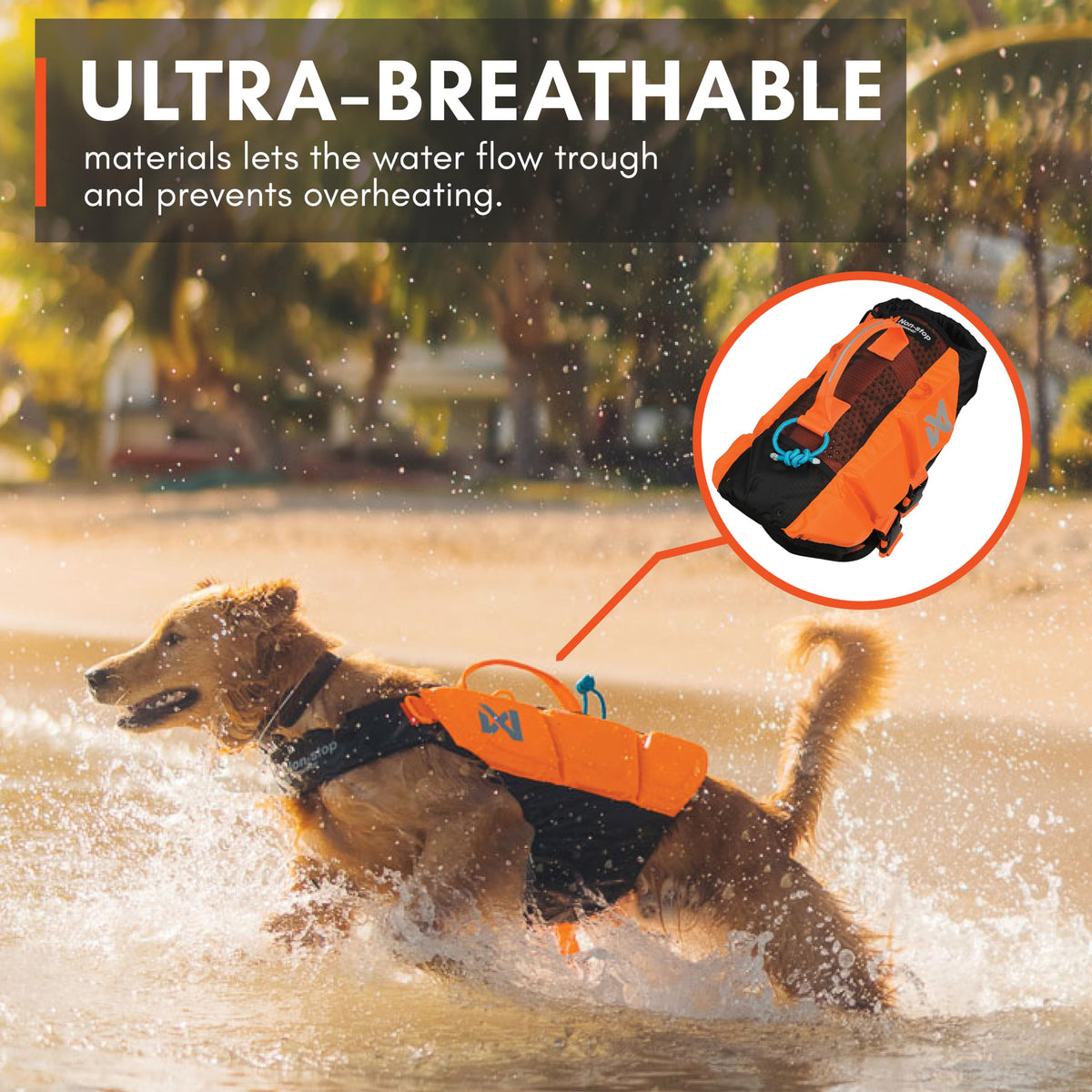Non-stop Dogwear Protector Life Jacket, Black/Orange