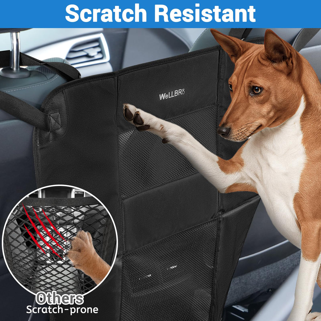 Wellbro Padded Dog Car Backseat Barrier with Mesh Windows